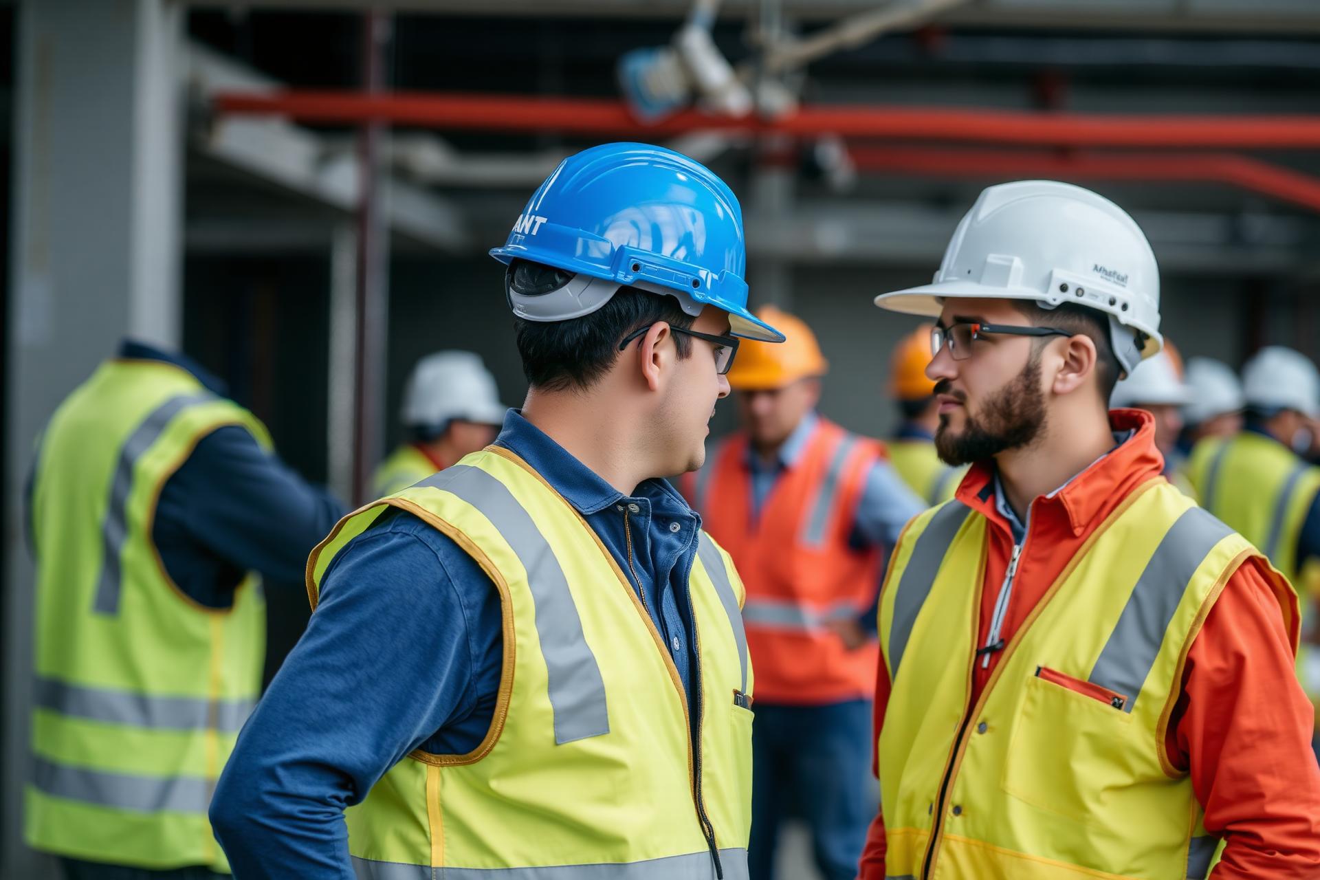 Vakmensen aan het werk op een bouwlocatie